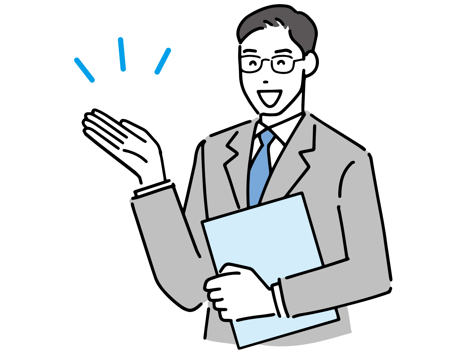 紹介する男の人イラスト